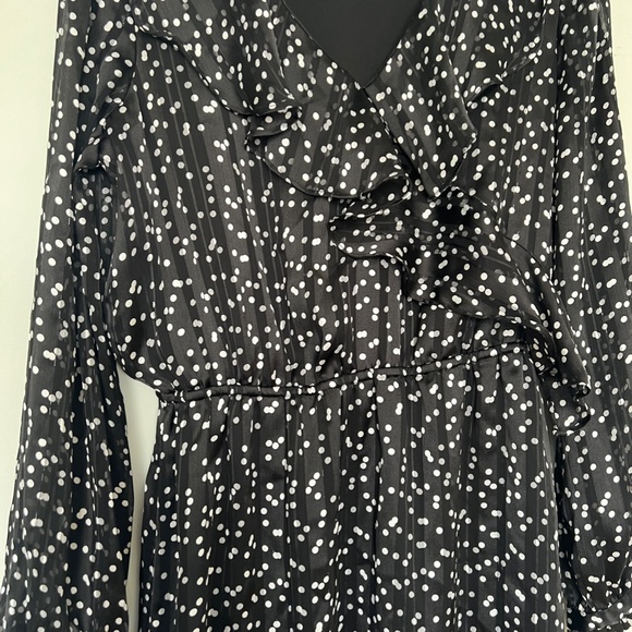 Black white polka dot dress full sleeves - Picture 4 of 5